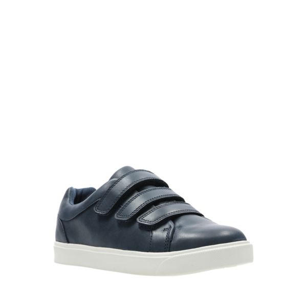 Clarks Girls City Oasis Lo Kid Trainers Navy | CA-8903126